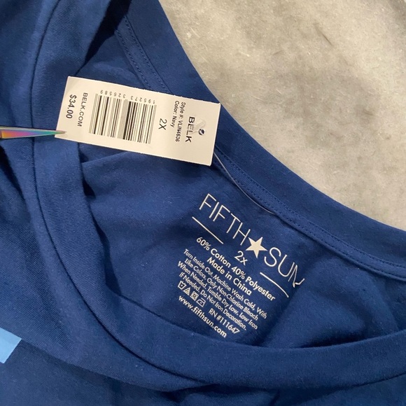 NWT Red Wine & Blue Size 2X Short Rolled Sleeve Crew Neck Cotton Tee Shirt USA - Picture 6 of 9